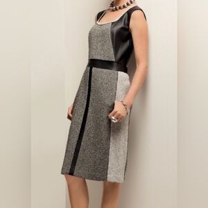 🌸Lafayette 148 Tweed & Leather Sheath Dress